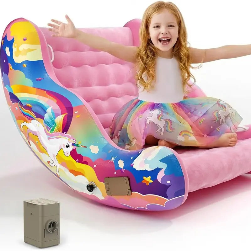 Pink Love More sensory rocking chair in use